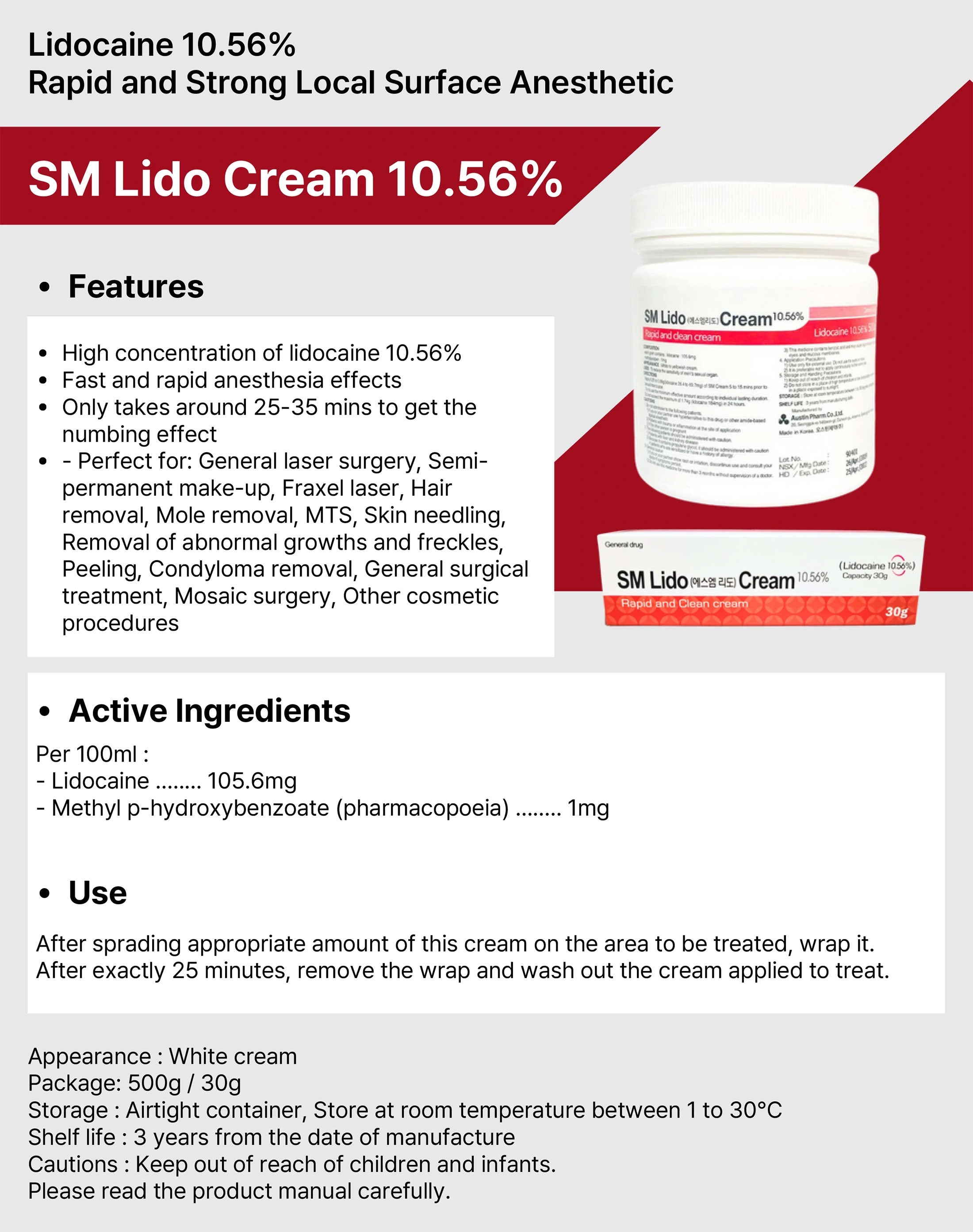 SM LIDO 30g Topical Anesthetic Cream